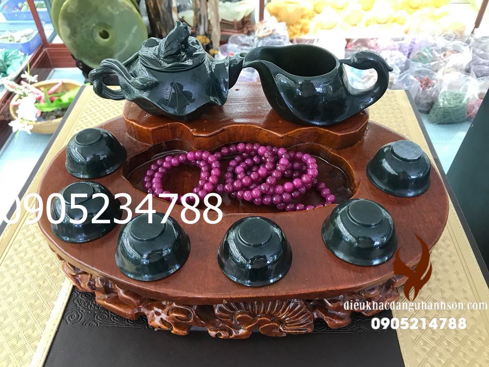 Bộ tách trà Ngọc Cẩm thạch thiên Sơn Thủy Thiên nhiên (Mã sản phẩm: TT07)