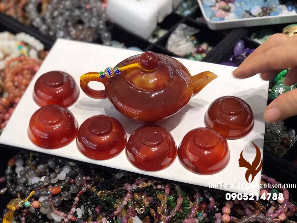 Bộ tạch trà đá mã não thiên nhiên (Mã sản phẩm: TT09)