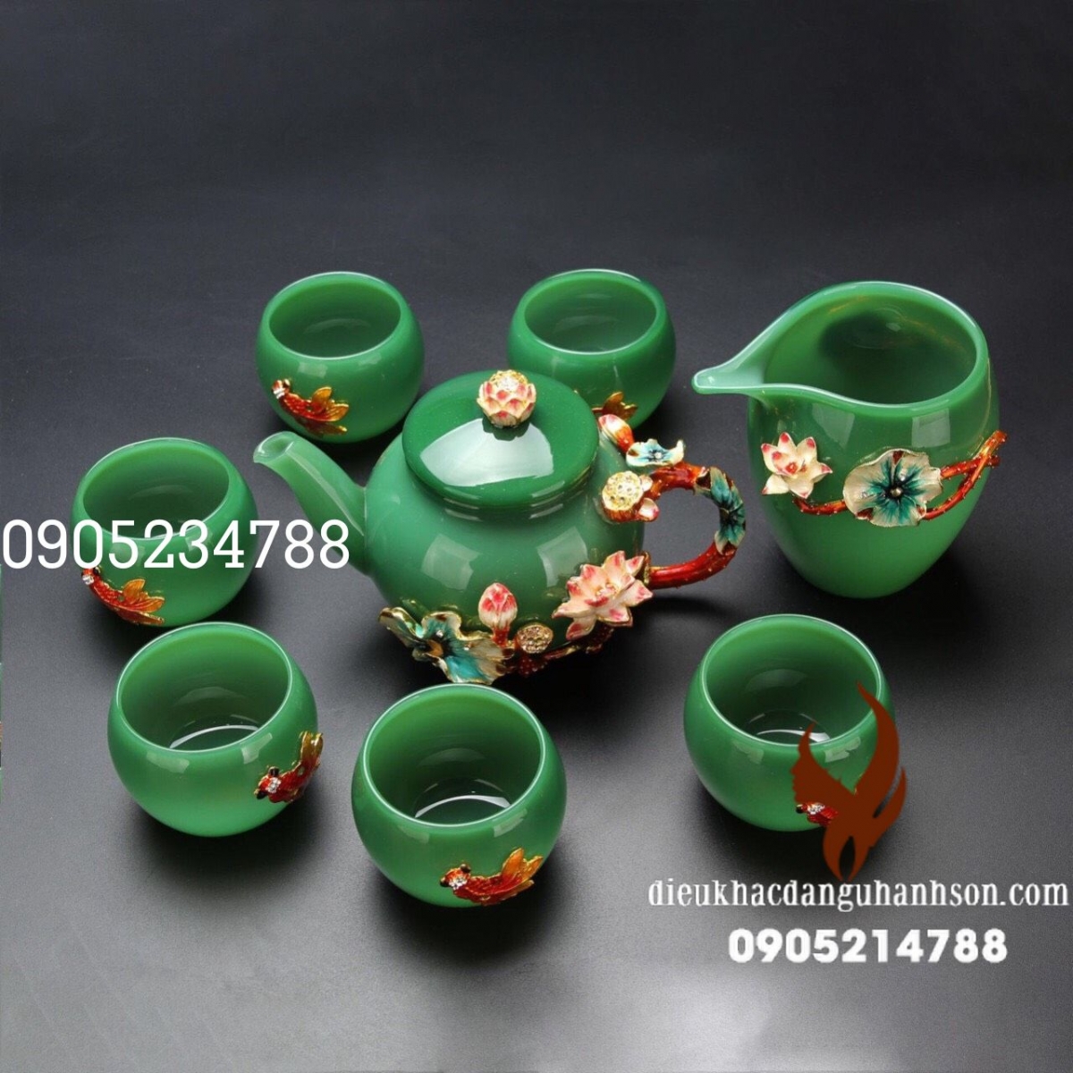 Bộ tách trà đá mã não xanh (Mã sản phẩm: TT17)