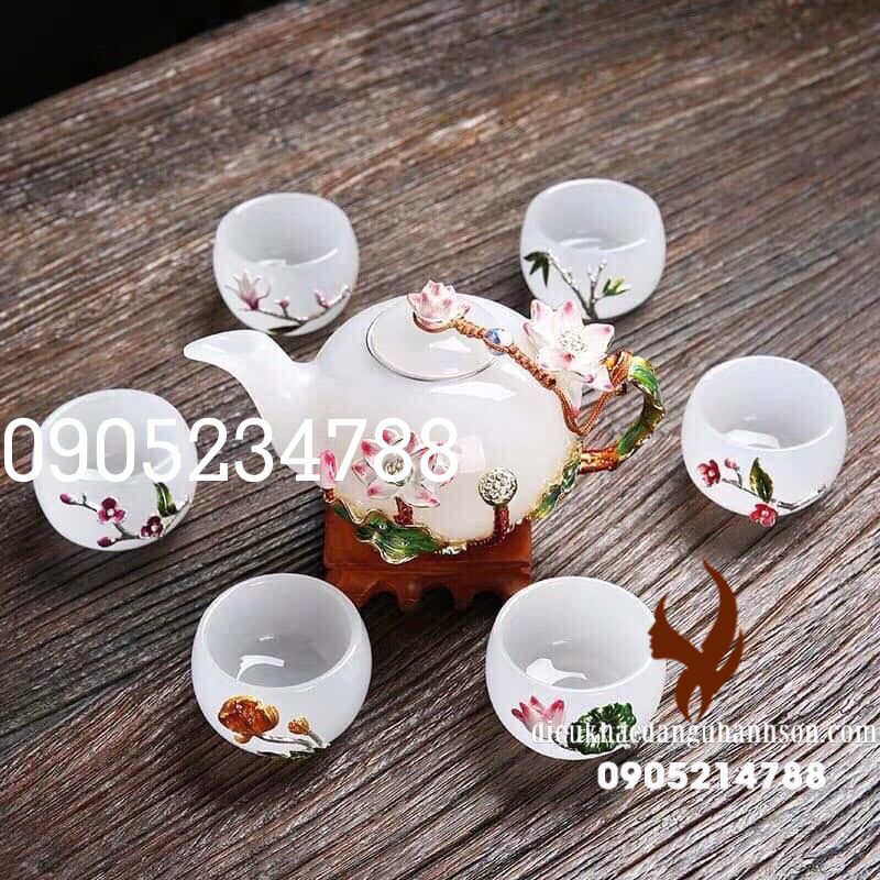 Bộ Tạch Trà Đá Ngọc Onyx (Bạch Ngọc) Thiên Nhiên (Mã Sản Phẩm: TT15)