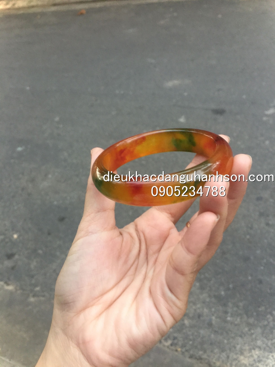Vòng tay bản liên ngọc cẩm thạch tứ quý thiên nhiên VTBL26