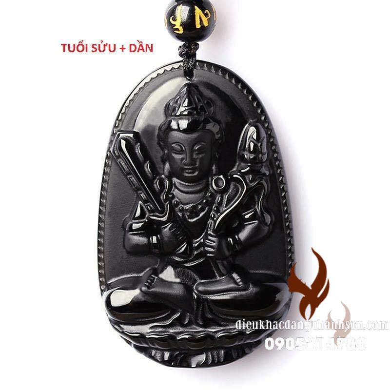 Phật bảng mệnh Hư không tạng Đá Thạch anh đen cho tuổi Sửu, Dần PBM10