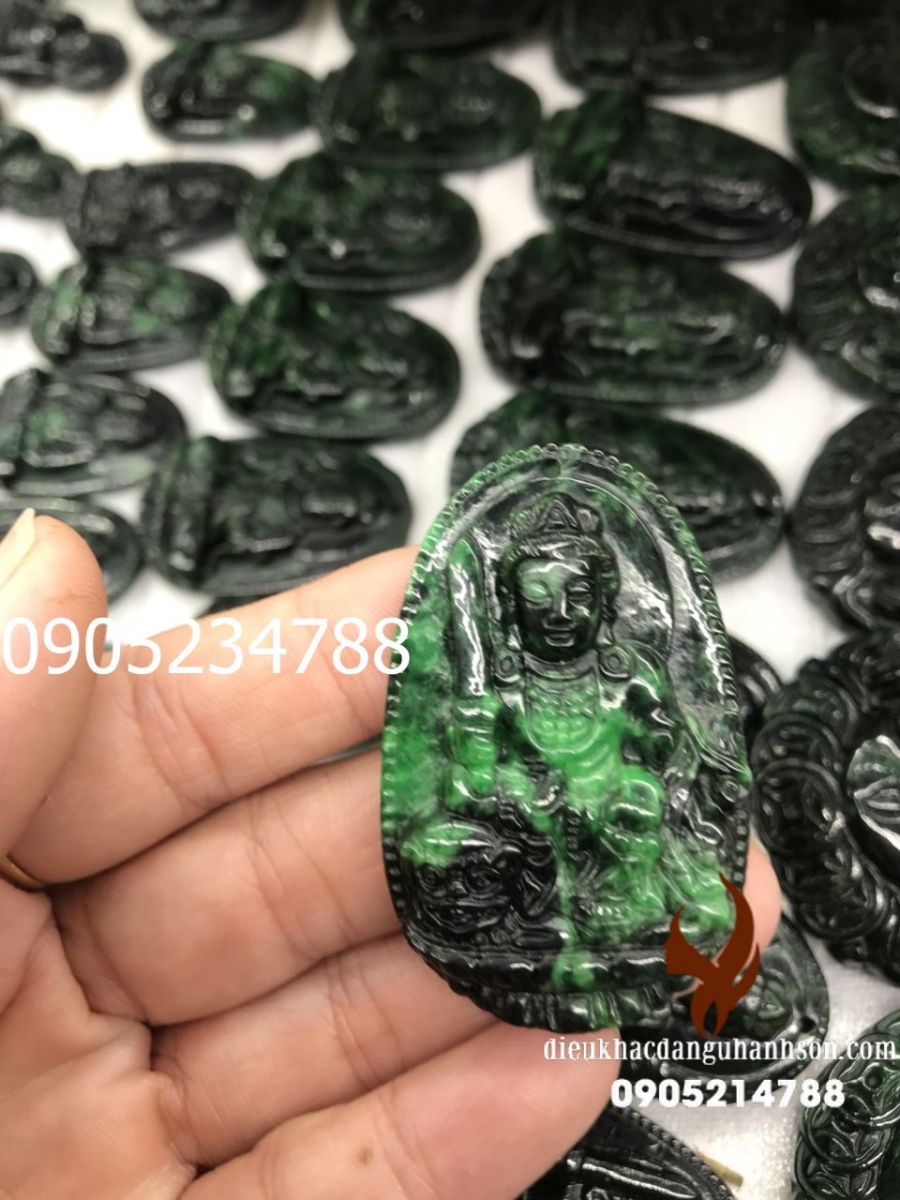 Mặt Phật Văn thù bồ tát Ngọc cẩm thạch Sơn Thủy Cho Tuổi Mão (Mã Sản Phẩm: PBM128)