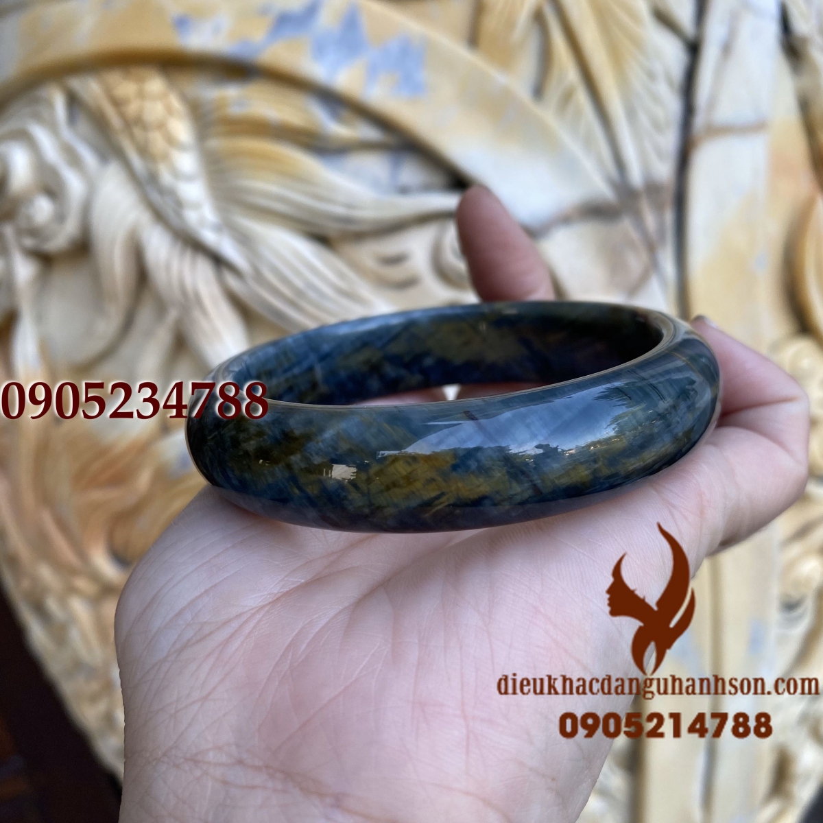 Vòng tay liền bản đá mắt hổ thiên nhiên (Mã sản phẩm: VTBL34)