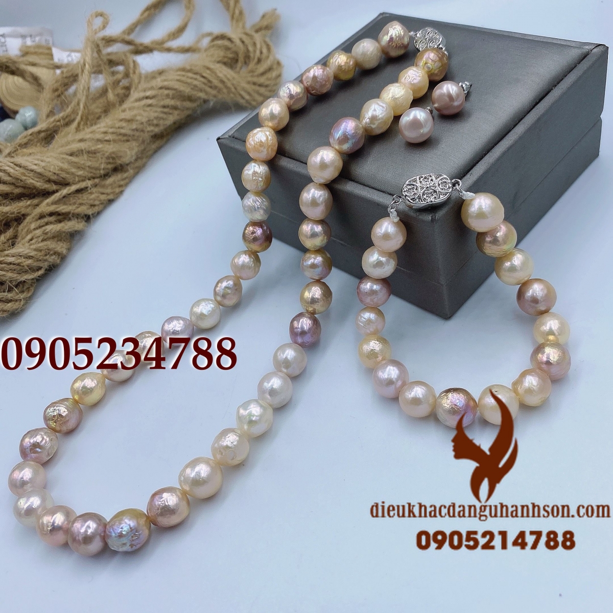 Combo vòng cổ vòng tay ngọc trai nước mặn size 10 ly  vip (Mã sản phẩm: NT06)