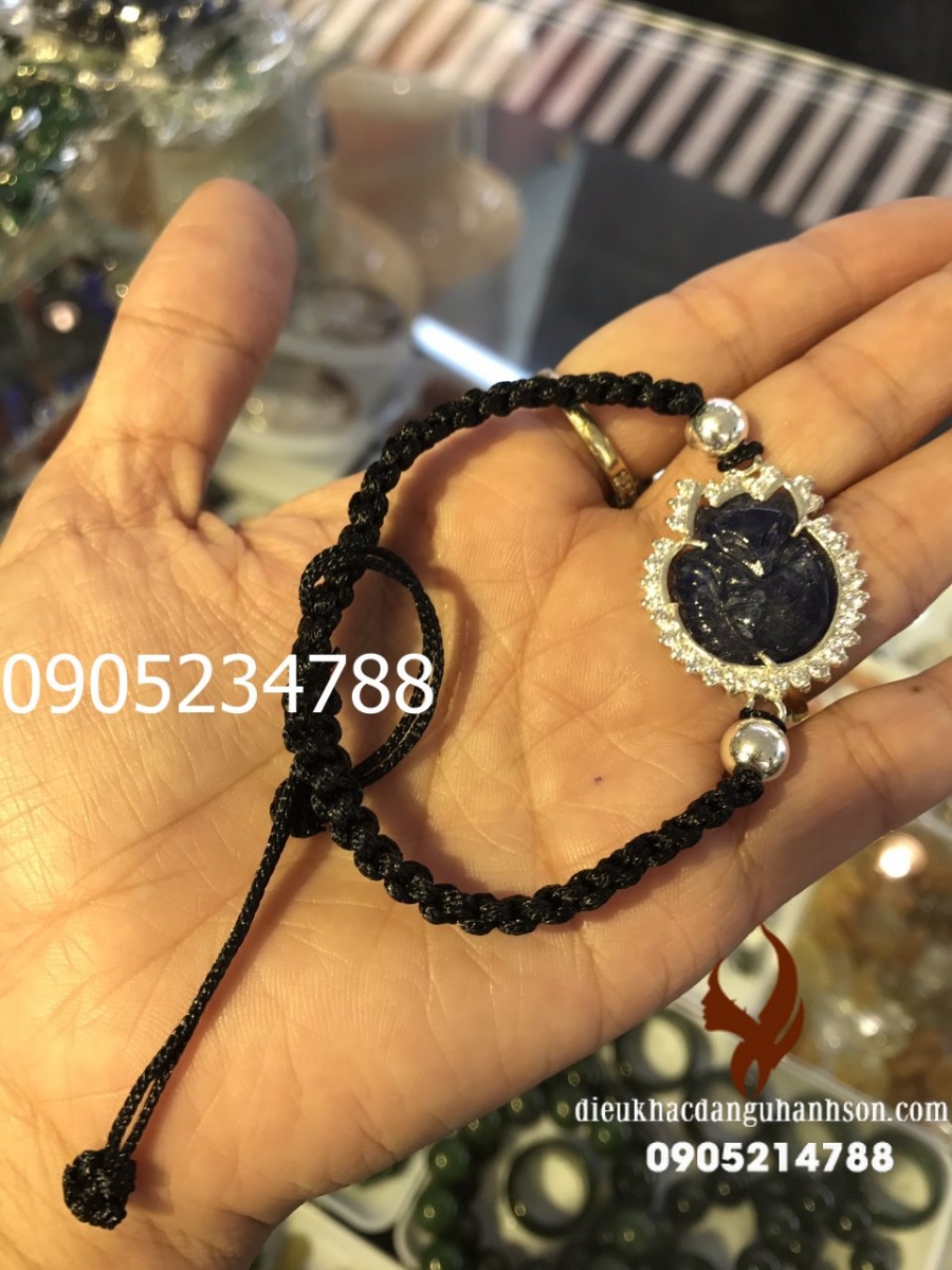 Vòng Tay hồ ly saphia tự nhiên mix bạc ta VTHL15