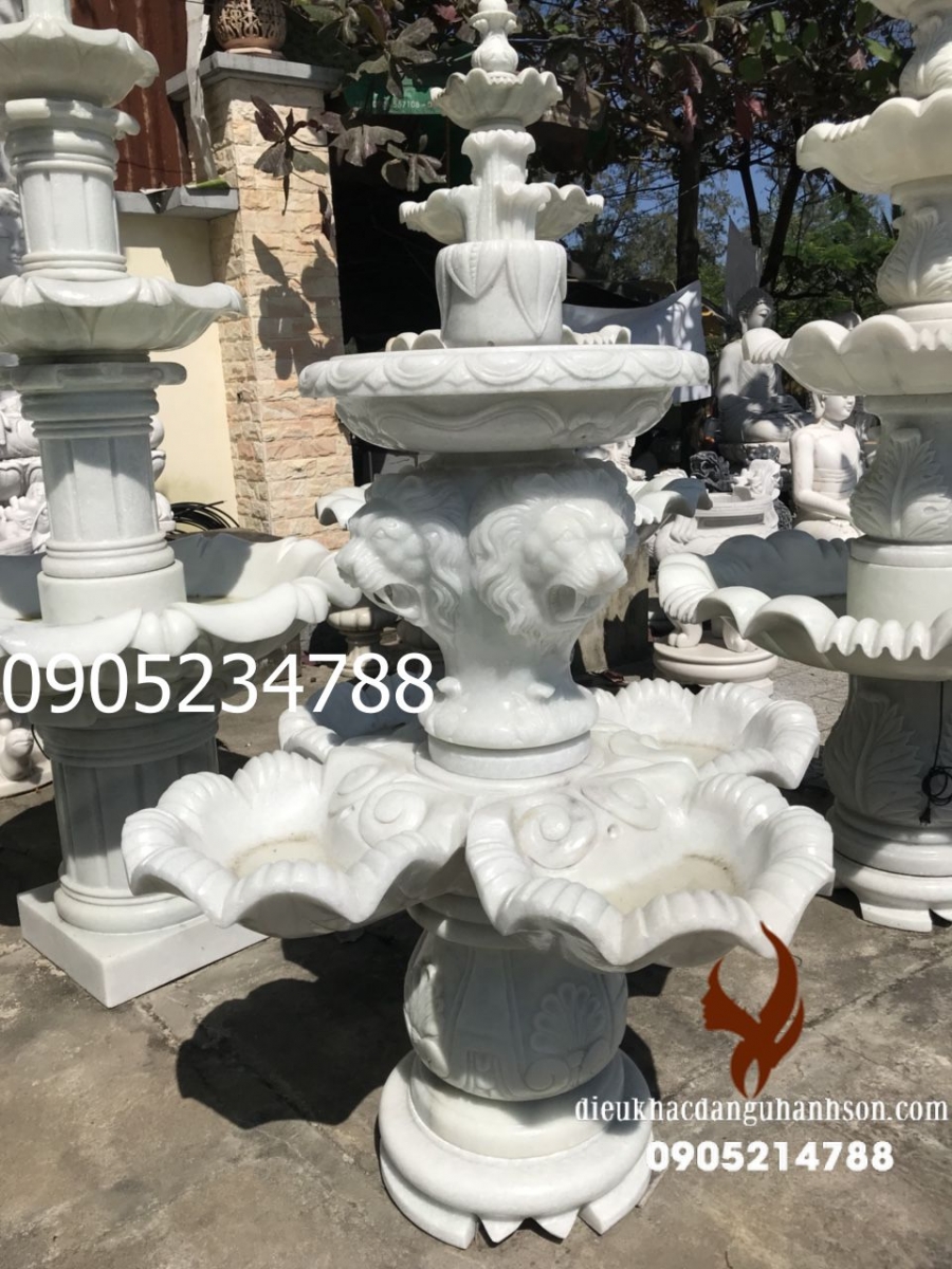 Đài phun nước đá trắng tự nhiên ĐPN02